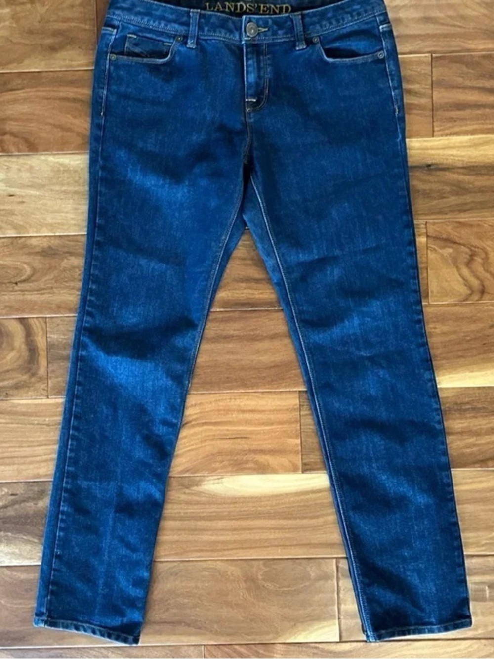 Lands' End Women's Skinny Jeans in Deep Blue Wash